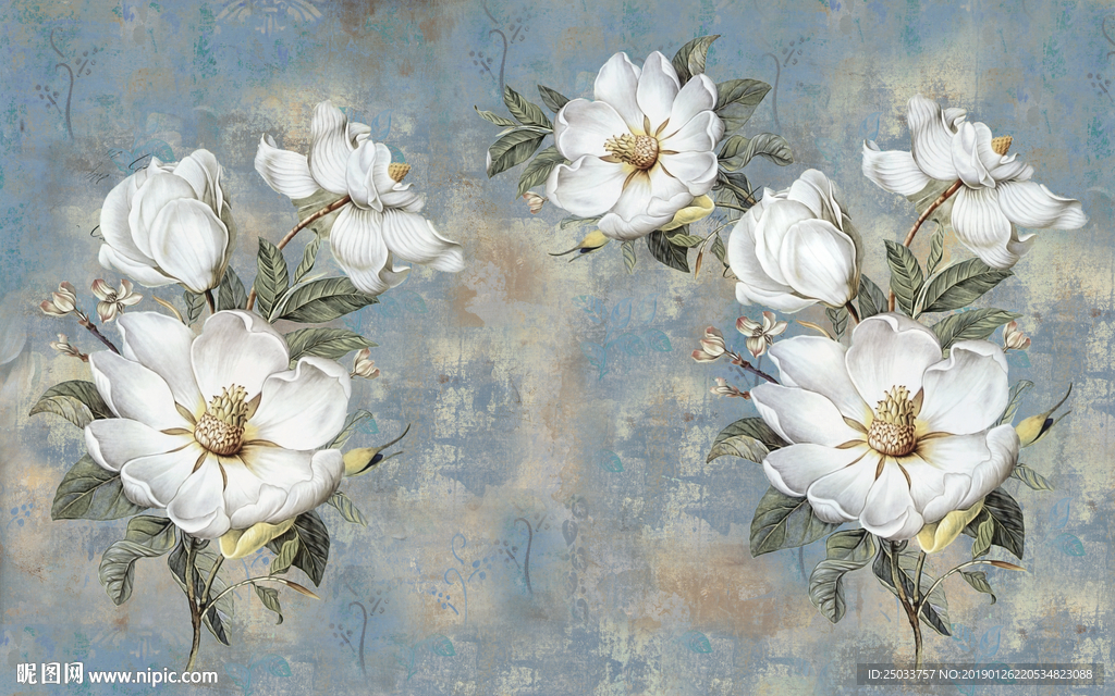 北欧油画花朵手绘玄关屏风电视背