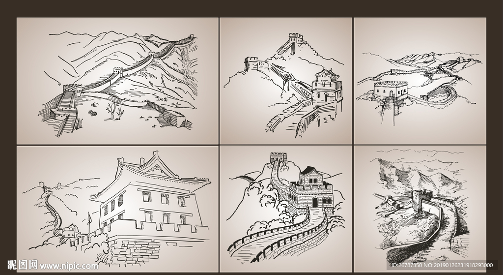 矢量手绘长城系列