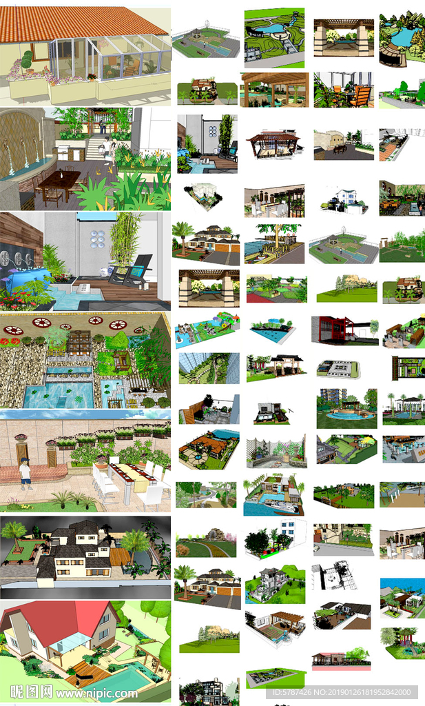 别墅庭院建筑模型
