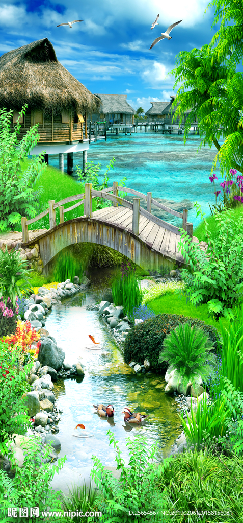玄关流水风景