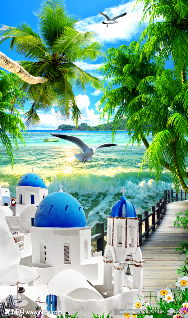 走道海洋玄关背景