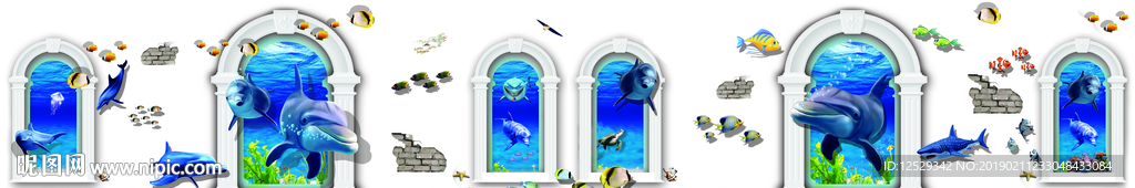 3d水族馆海洋馆墙画彩绘