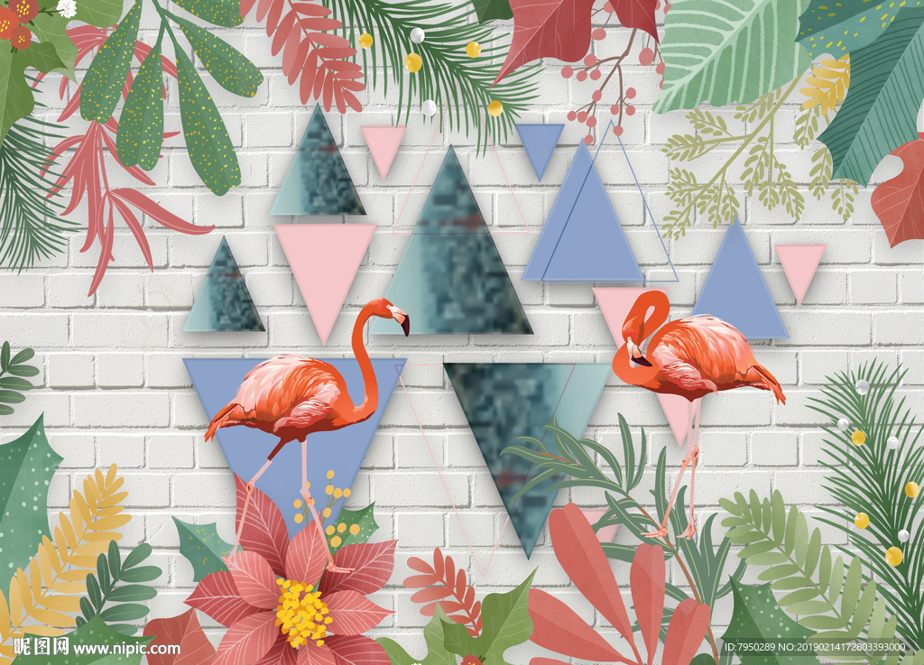 火烈鸟背景墙