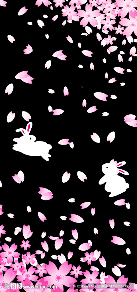 粉樱花兔子手机壳素材