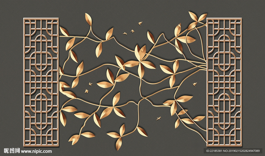 花纹线条花朵铁艺装饰背景墙
