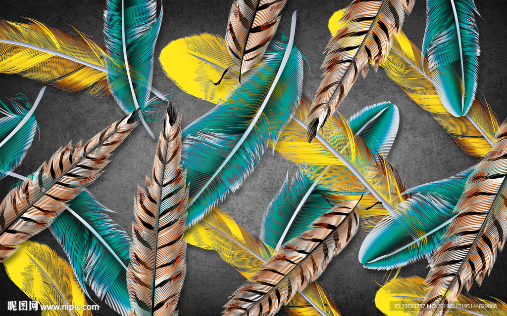 北欧彩色羽毛玄关屏风电视背景墙