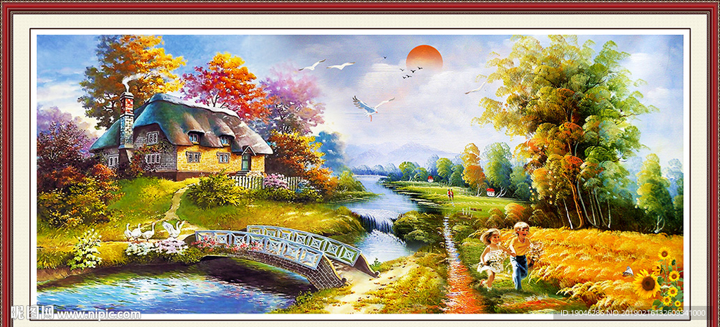 托马斯风格乡村小屋油画装饰画