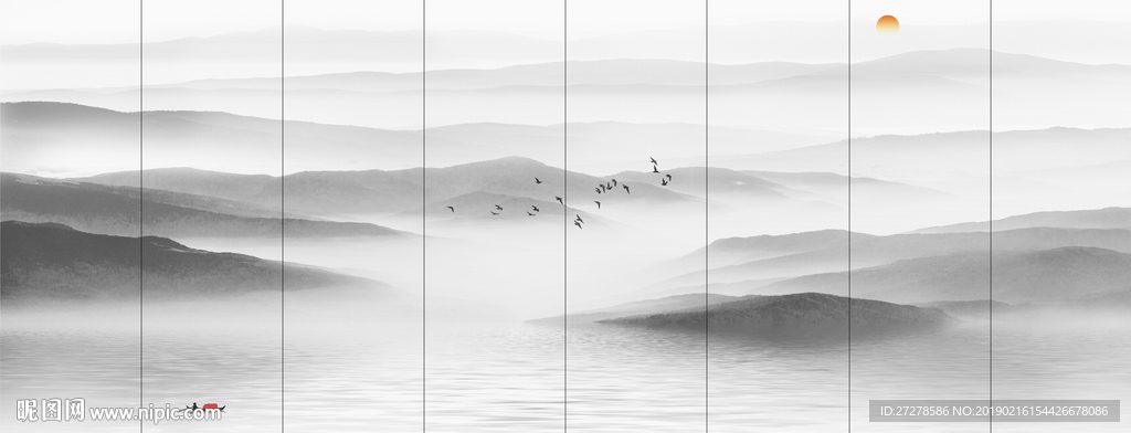 山水隔断 山水屏风 山水移门