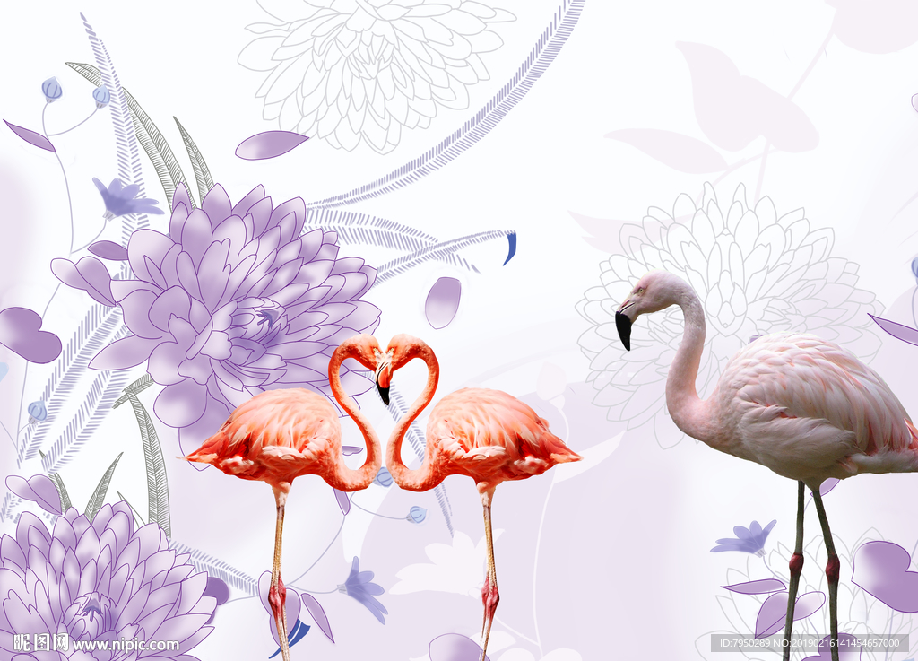 火烈鸟背景墙