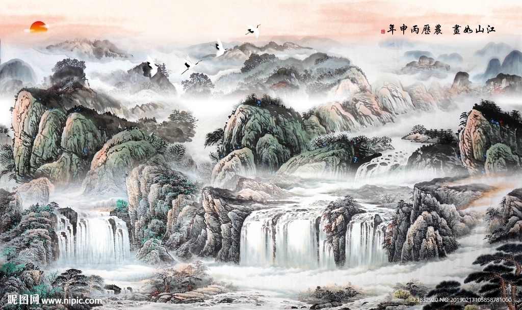 新中式背景墙装饰画