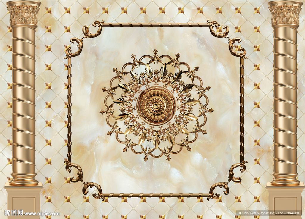 欧式罗马柱背景墙