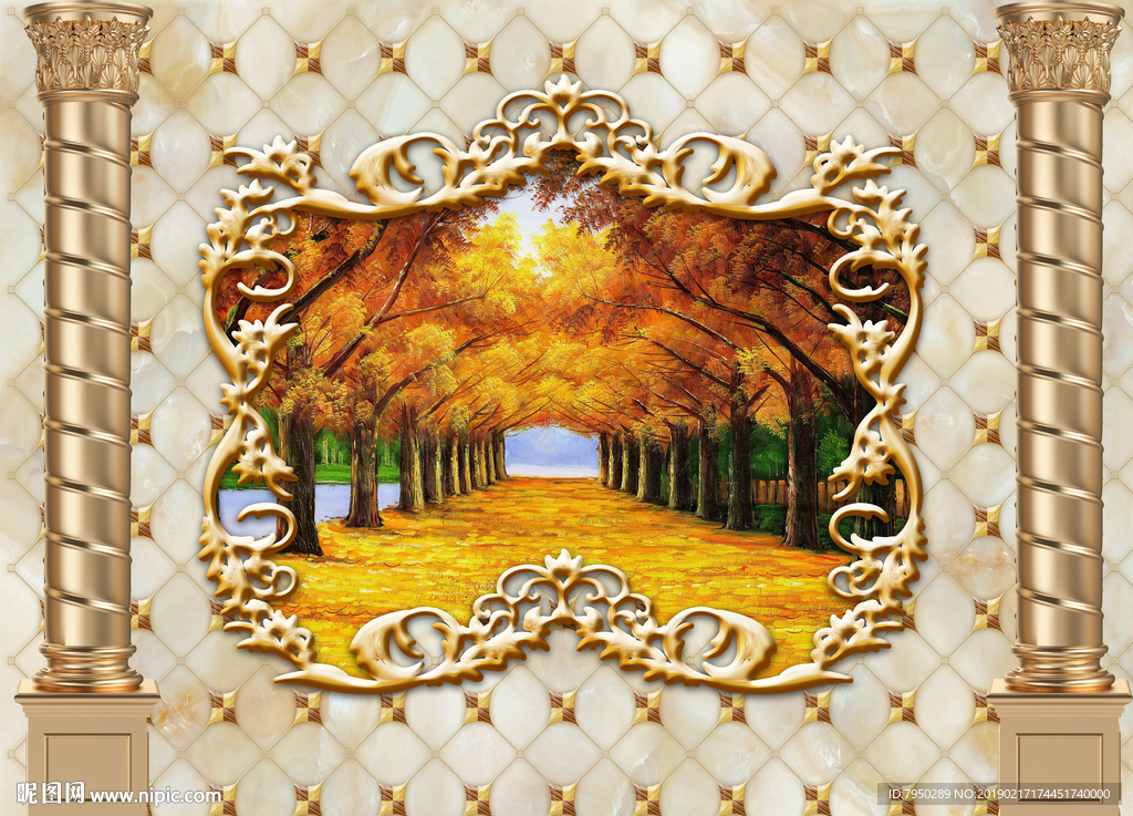 欧式罗马柱背景墙