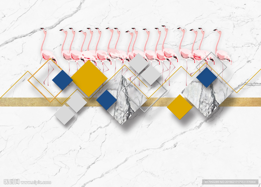 现代北欧火烈鸟背景墙