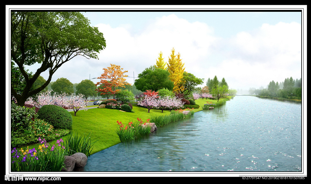 滨水河道景观设计效果图