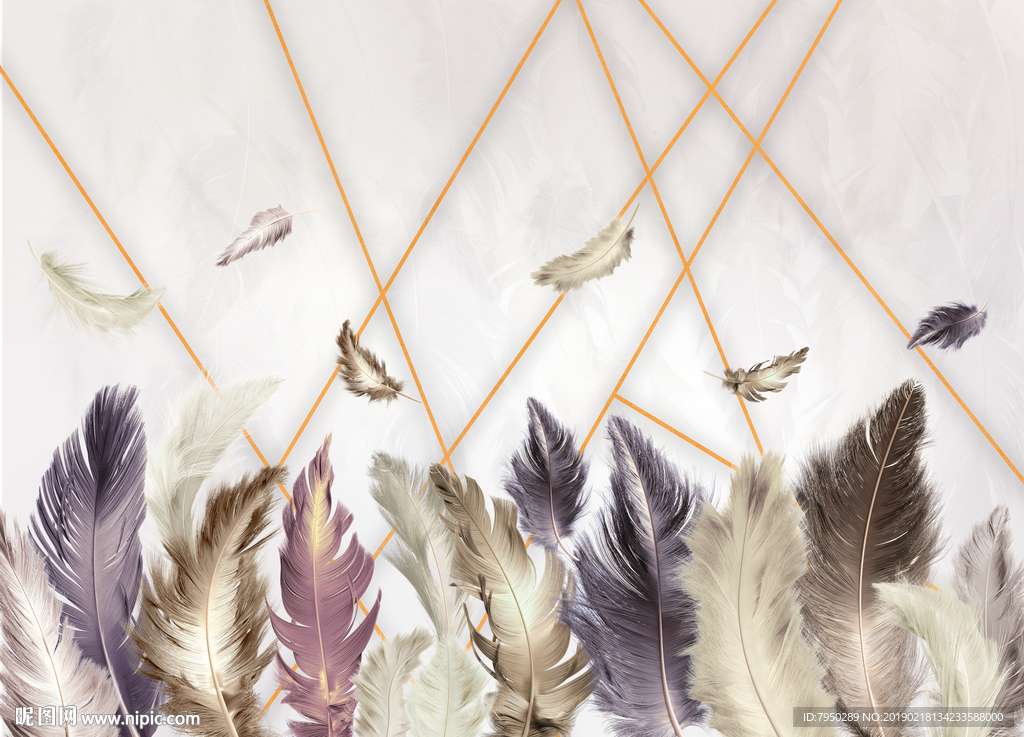 现代简约羽毛背景墙