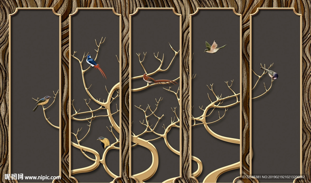 现代简约花枝树枝背景墙