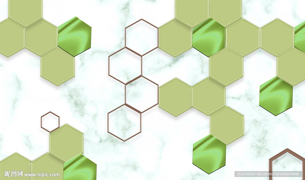 现代简约六边形大理石背景墙