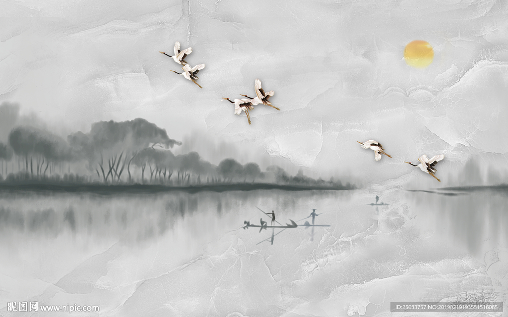 水墨大理石创意玄关屏风电视背景