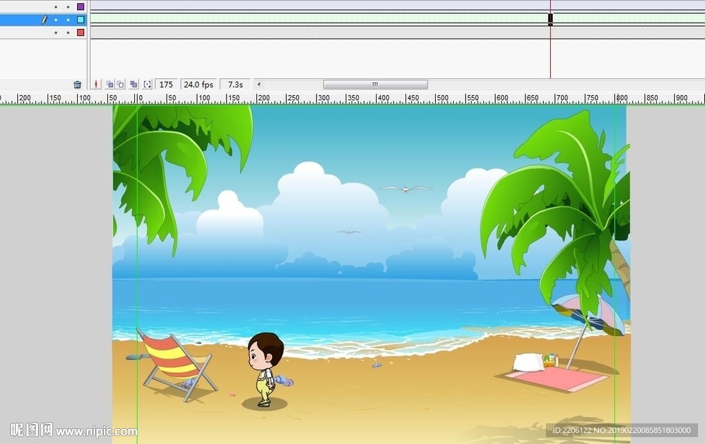 小屁孩海滩边上路过10秒动画