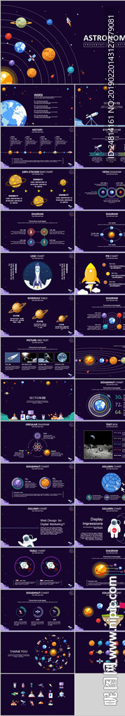 可爱卡通手绘宇宙星球PPT模板