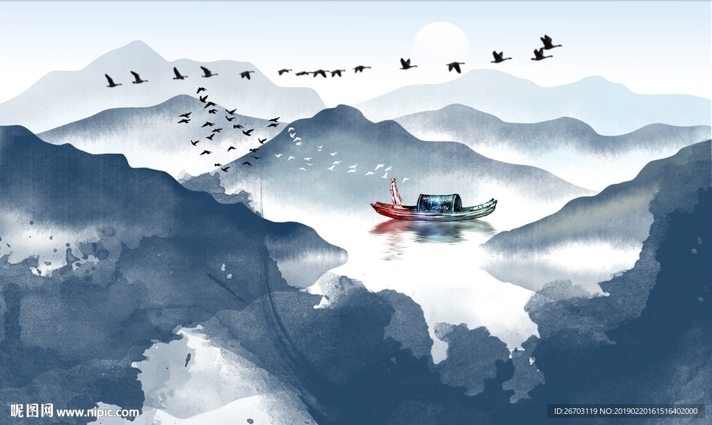 新款意境抽象山水画装饰画