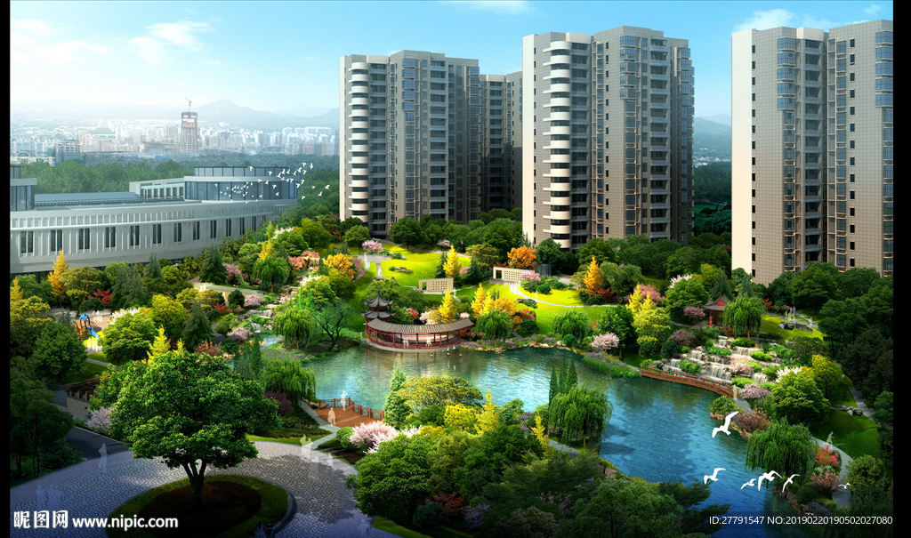 小区中心花园景观设计效果图