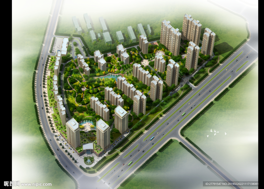 小区景观设计鸟瞰图