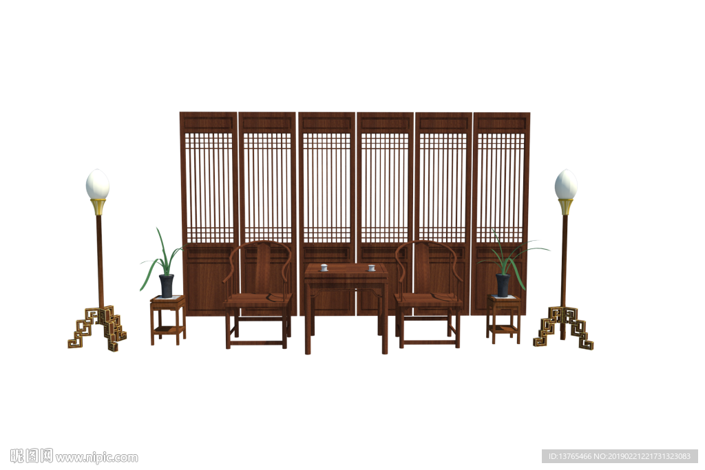 中式屏风元素01