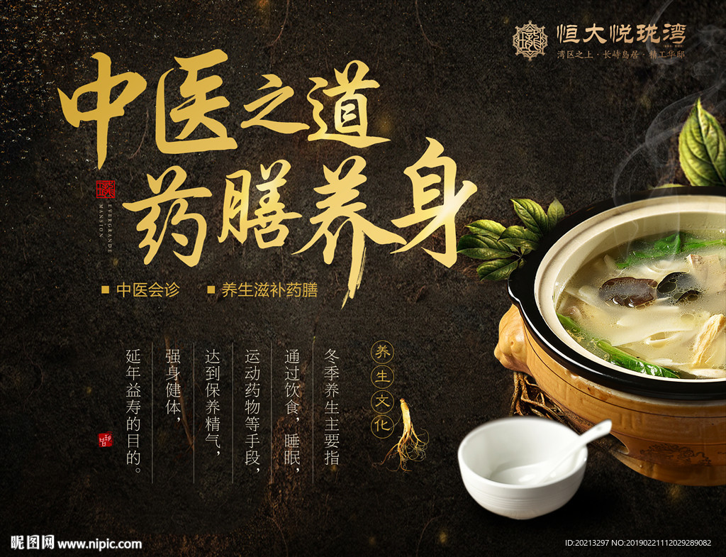 中医药膳背景板