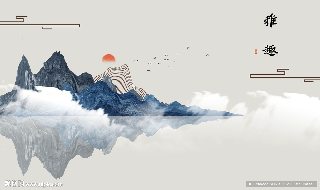 新中式水墨背景墙