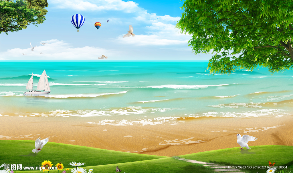 大海风景背景墙