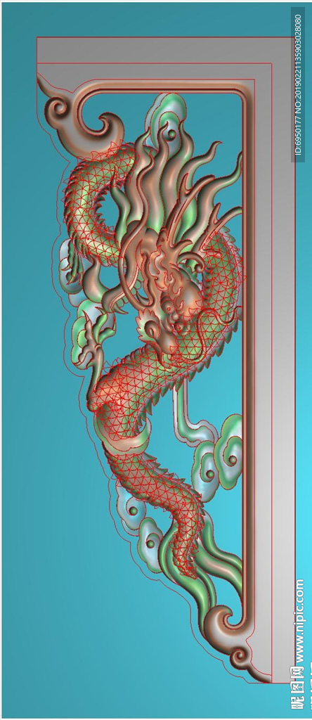 镂空仿古龙角花雀替精雕图浮雕图