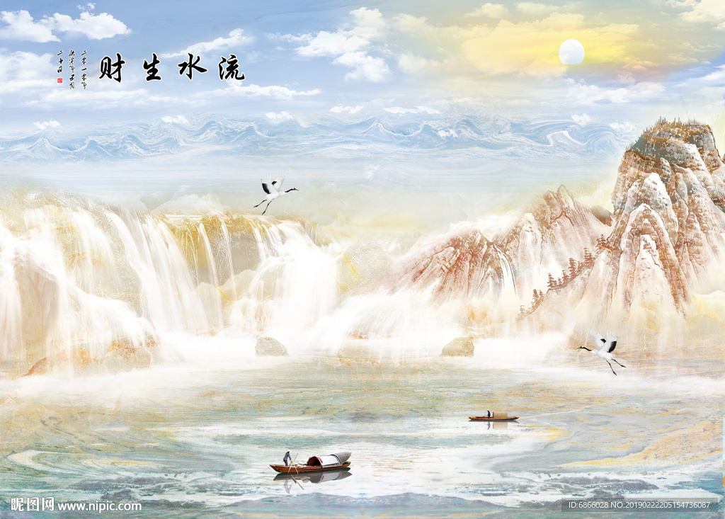 新中式山水背景墙装饰画
