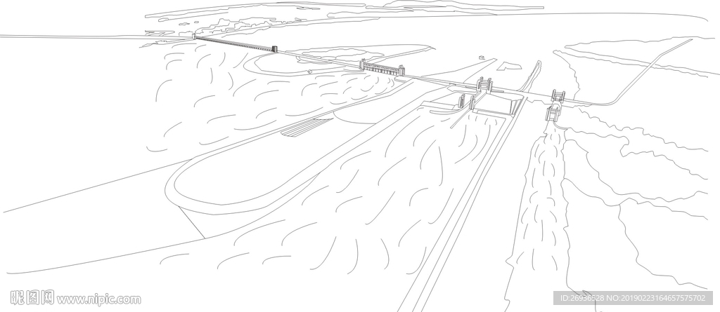 临淮岗洪水控制工程大坝矢量图