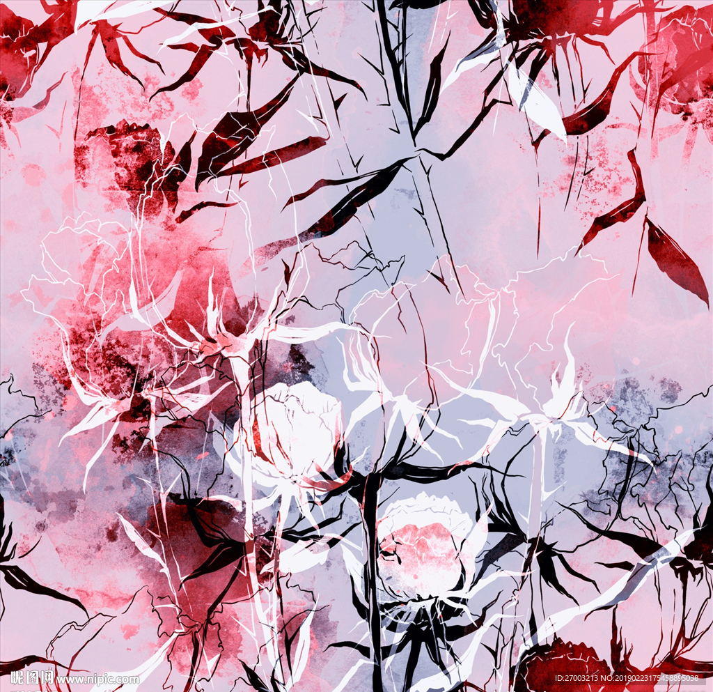 中国风 水墨画 植物 花卉