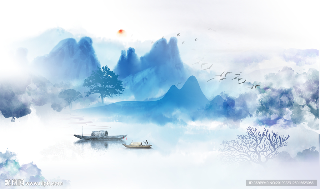 蓝色山水