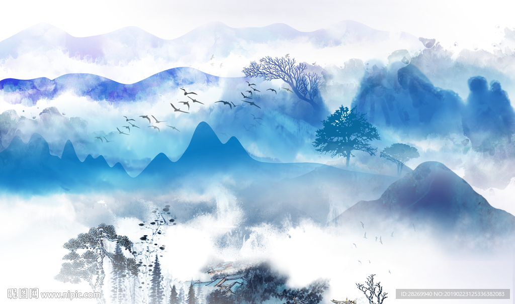 蓝色山水