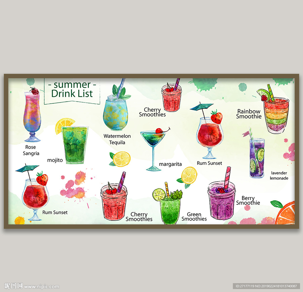 水果饮料背景墙