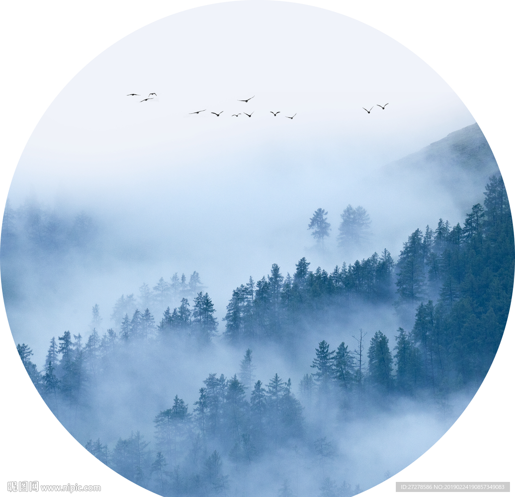 圆形意境山水画