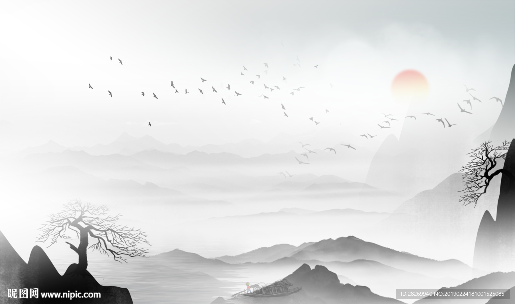 水墨画设计图__psd分层素材_psd分层素材_设计图库_昵图网nipic.com