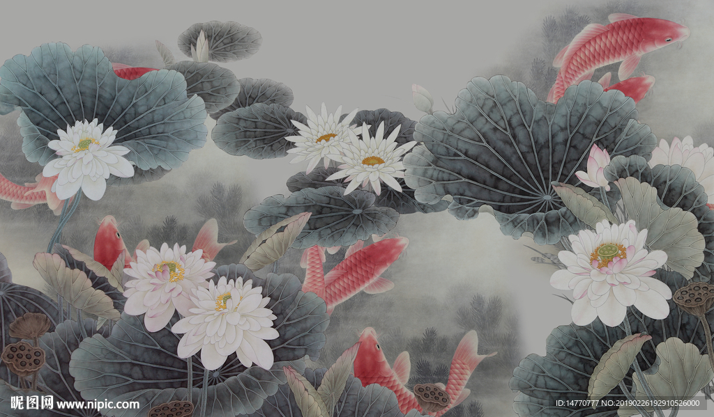 水墨荷花图
