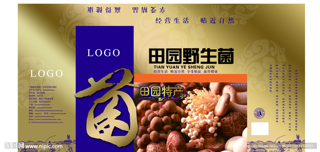 野生菌礼盒包装平面图手提盒