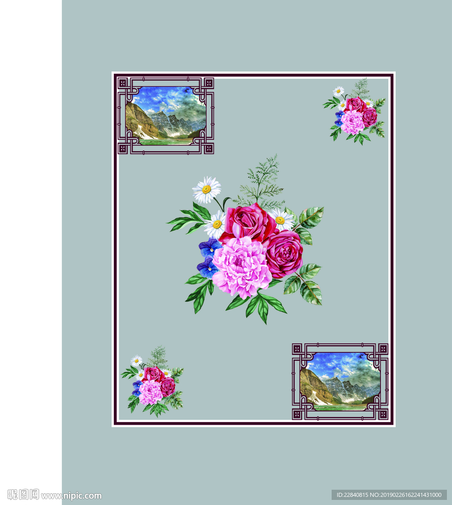 国画 花 风景 家纺欧美风格