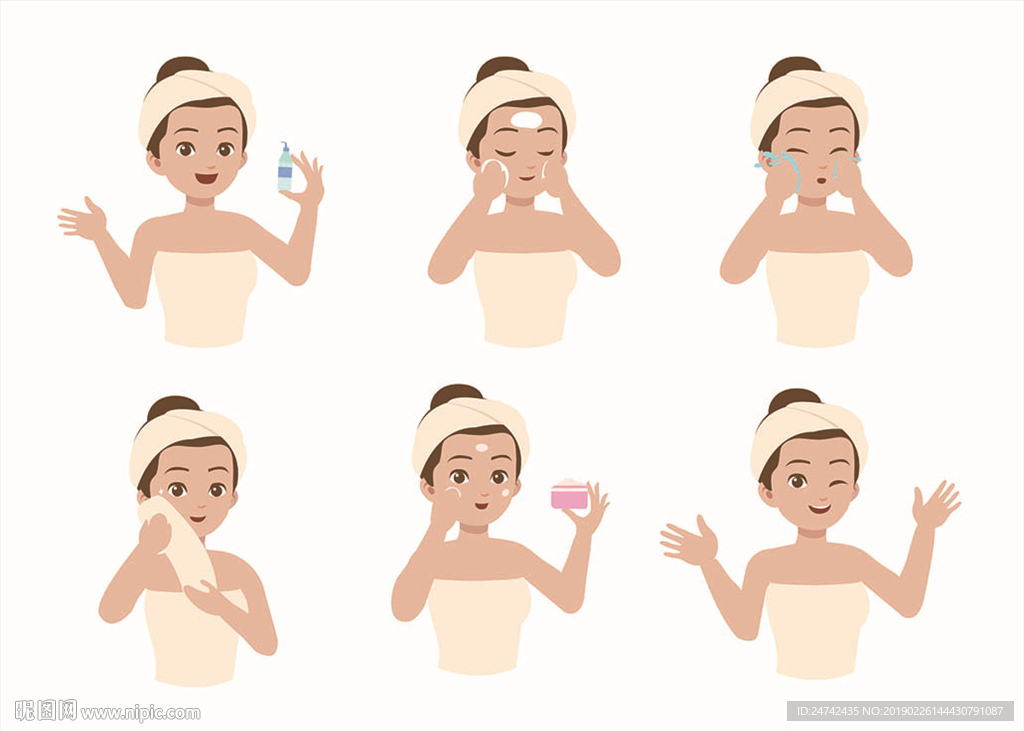 美容SPA卡通美女插画