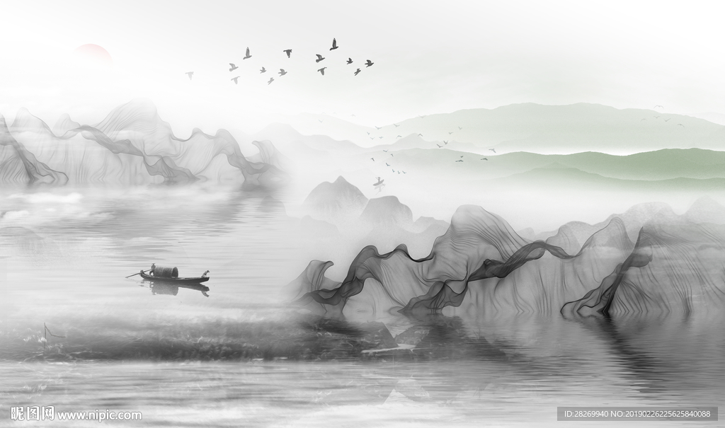 黑白山水画