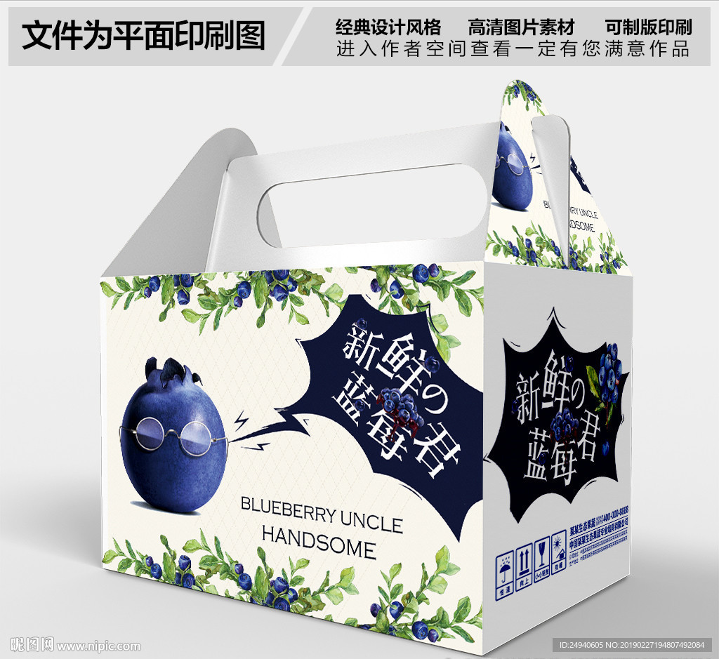 卡通风格蓝莓包装设计