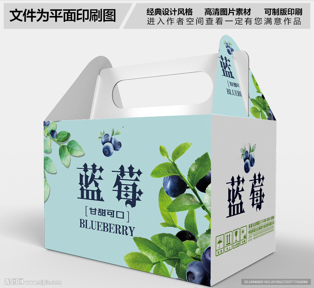 小清新蓝莓包装礼盒设计