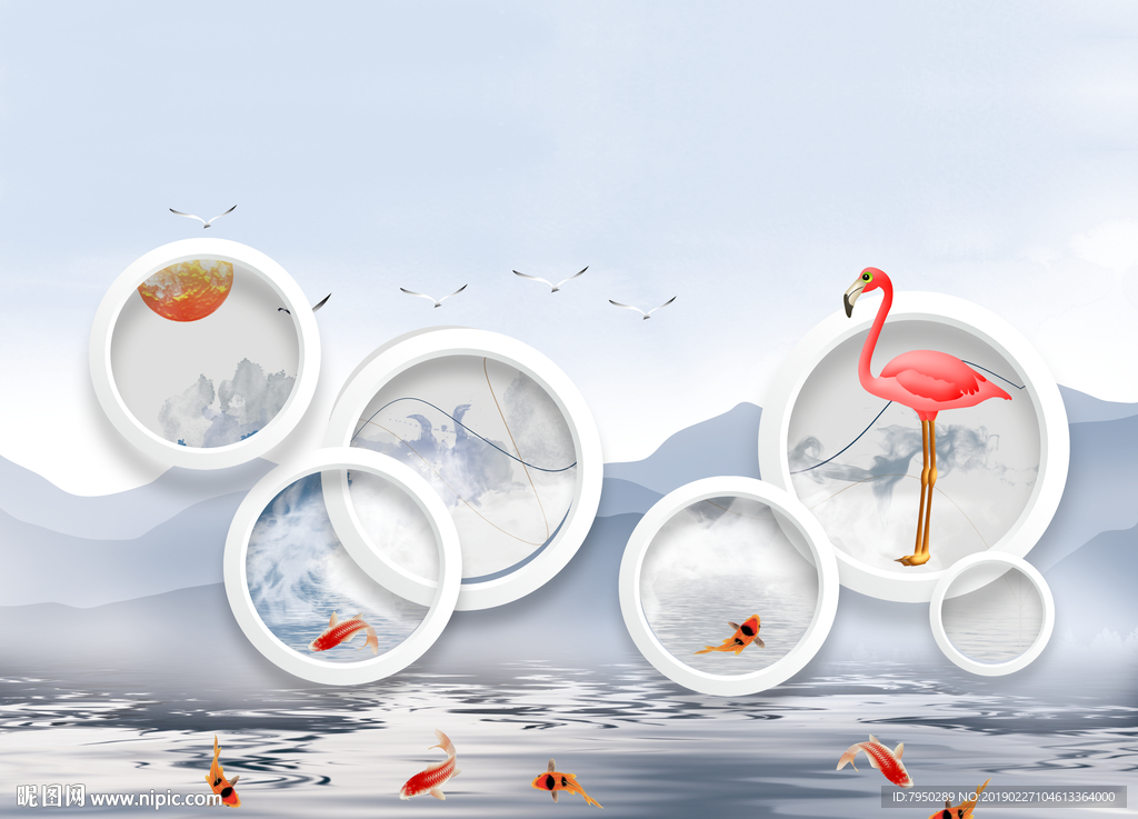 现代简约北欧火烈鸟背景