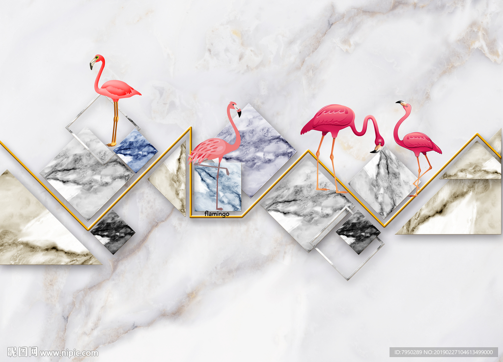 现代简约北欧火烈鸟背景