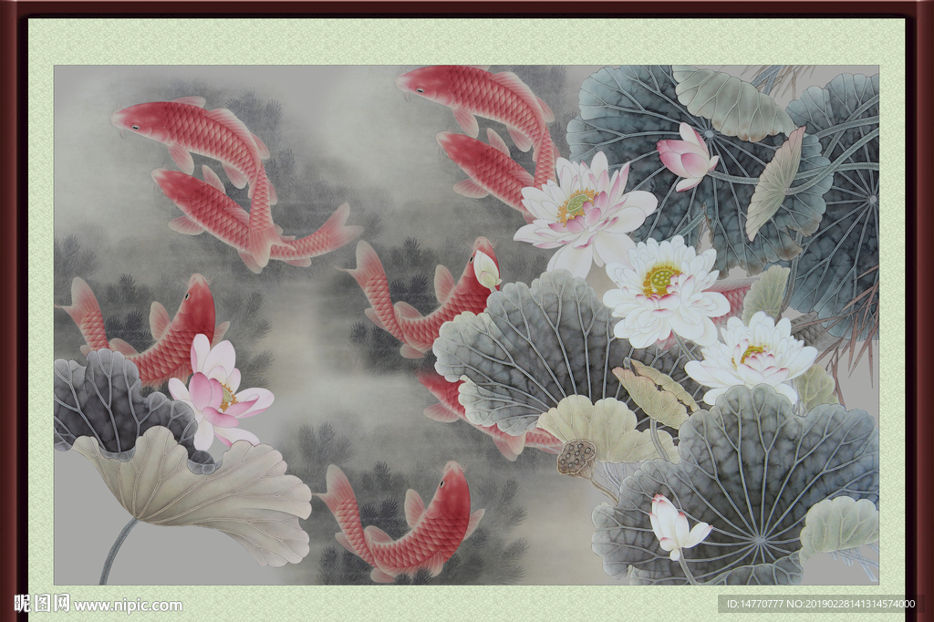 荷花国画